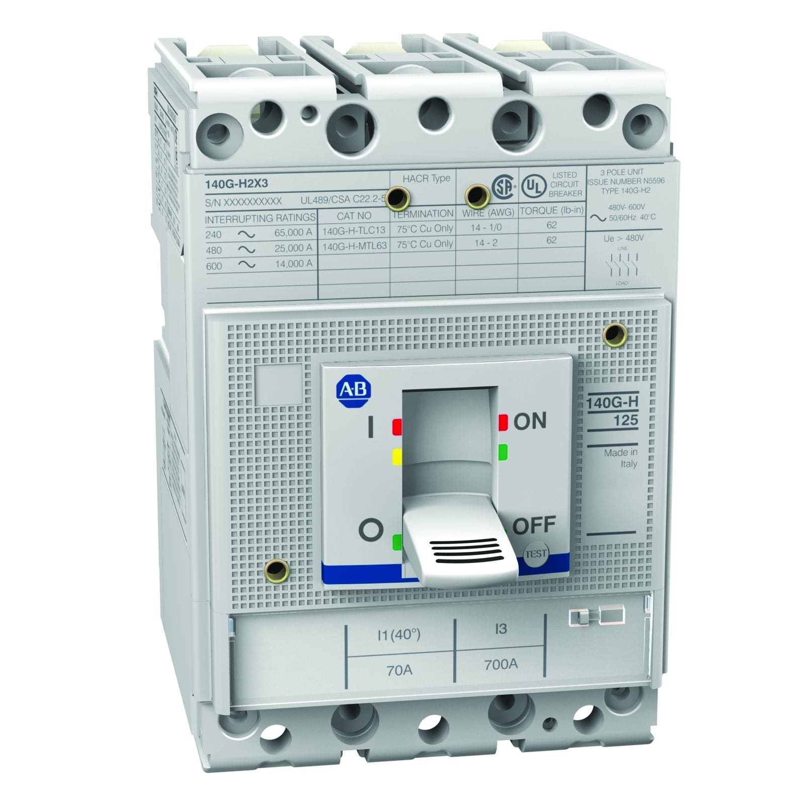 Allen-Bradley - 140G 125A H FRAME MOLDED CASE CKT-BKR