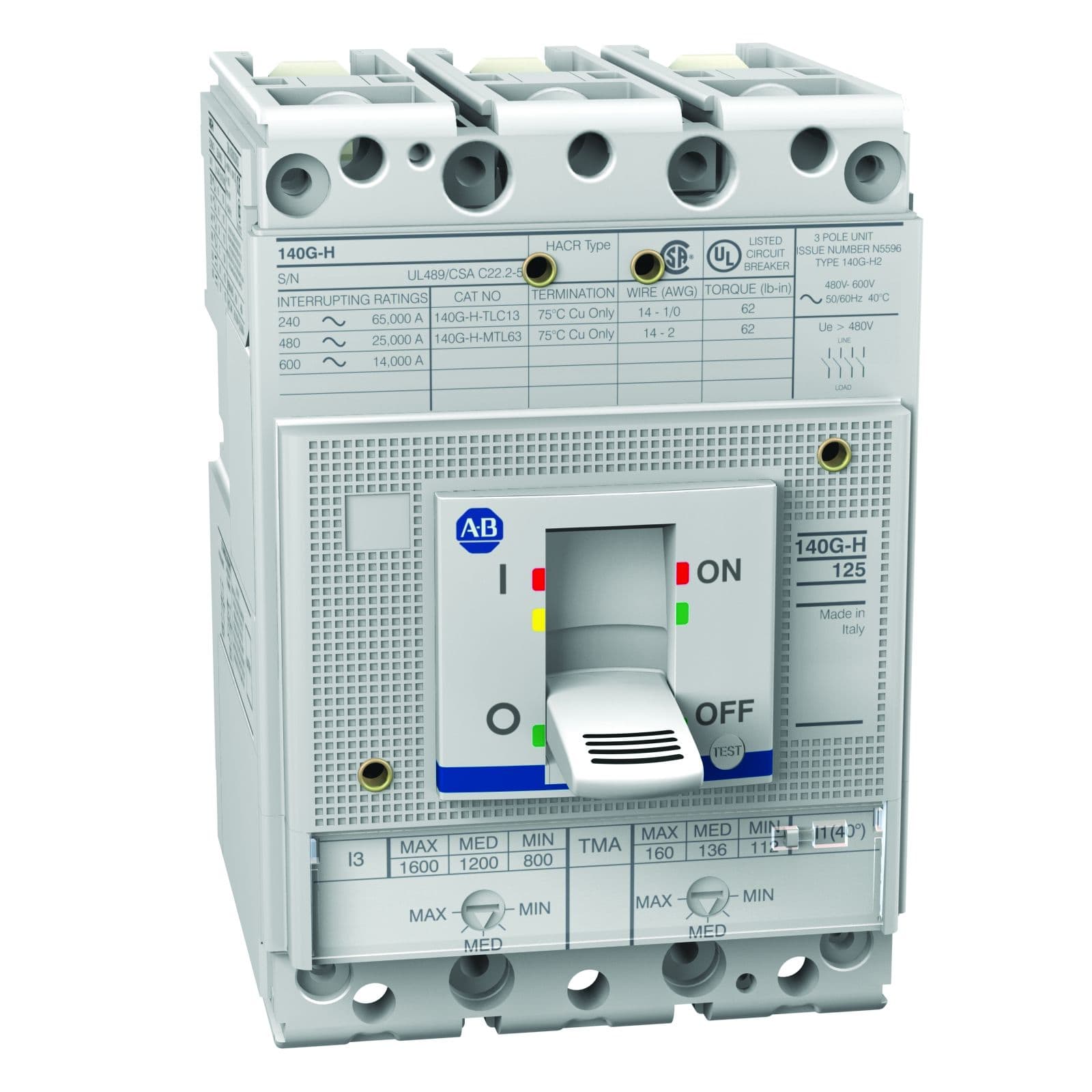 Allen-Bradley - MCCB,IEC,Ir125A,3P,1cu=18kA/415V TM "AF"