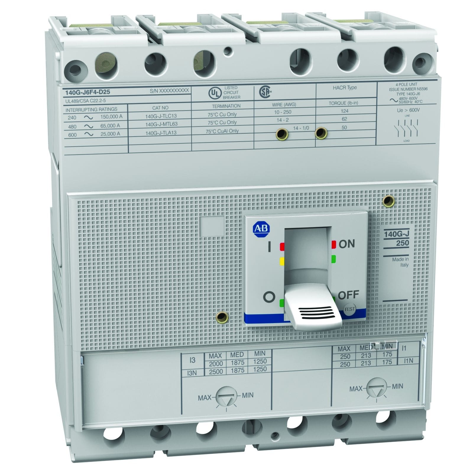Allen-Bradley - 140G 250A J Frame Molded Case Ckt-Bkr