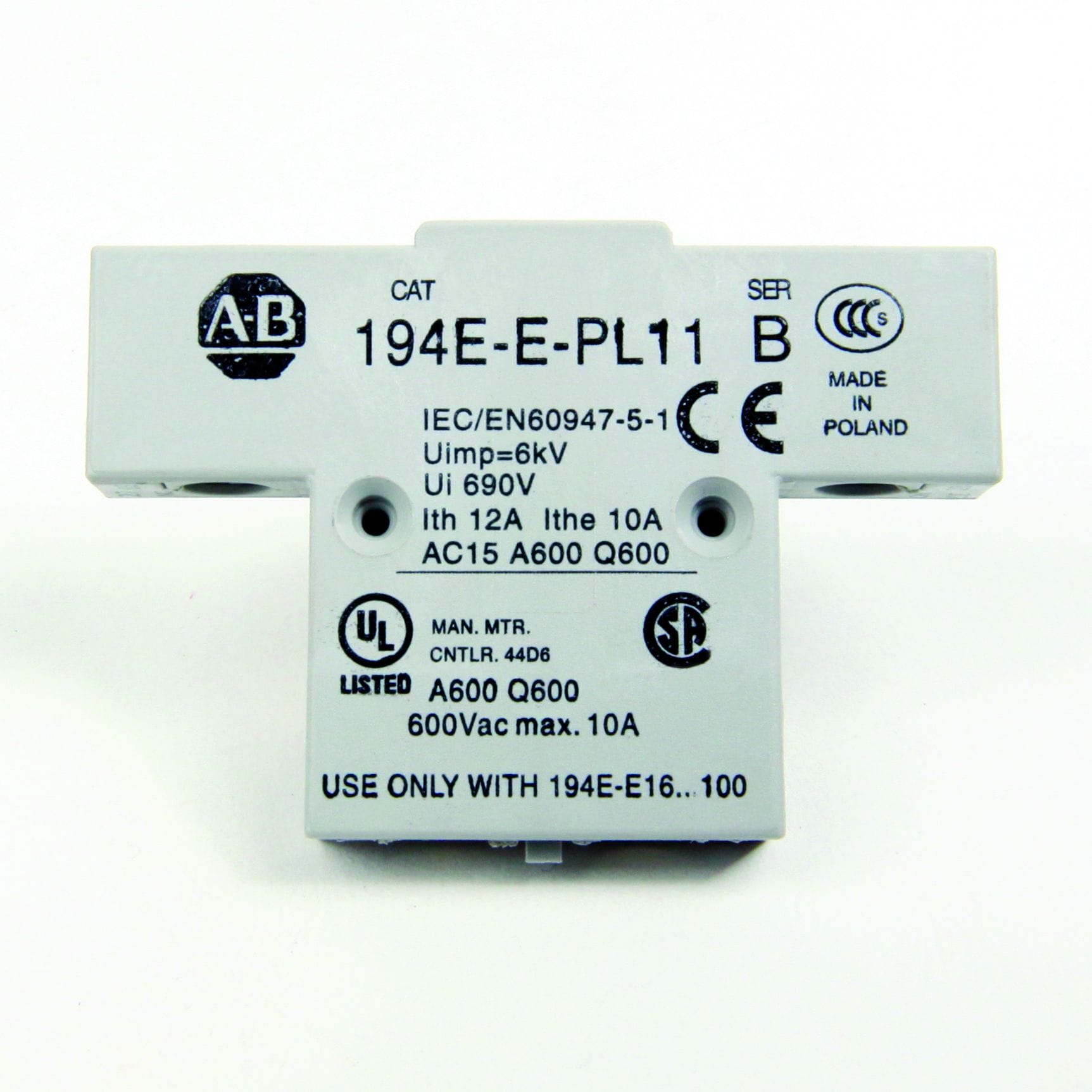 Allen-Bradley - FRONT MOUNT AUX 1NOEM+1NCLB (25/100A)