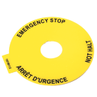 Allen-Bradley - YELLOW E-STOP LEGEND -90mm 4 Language